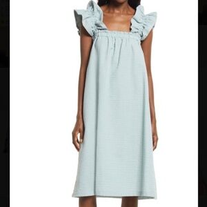 Open edit seersucker midi dress